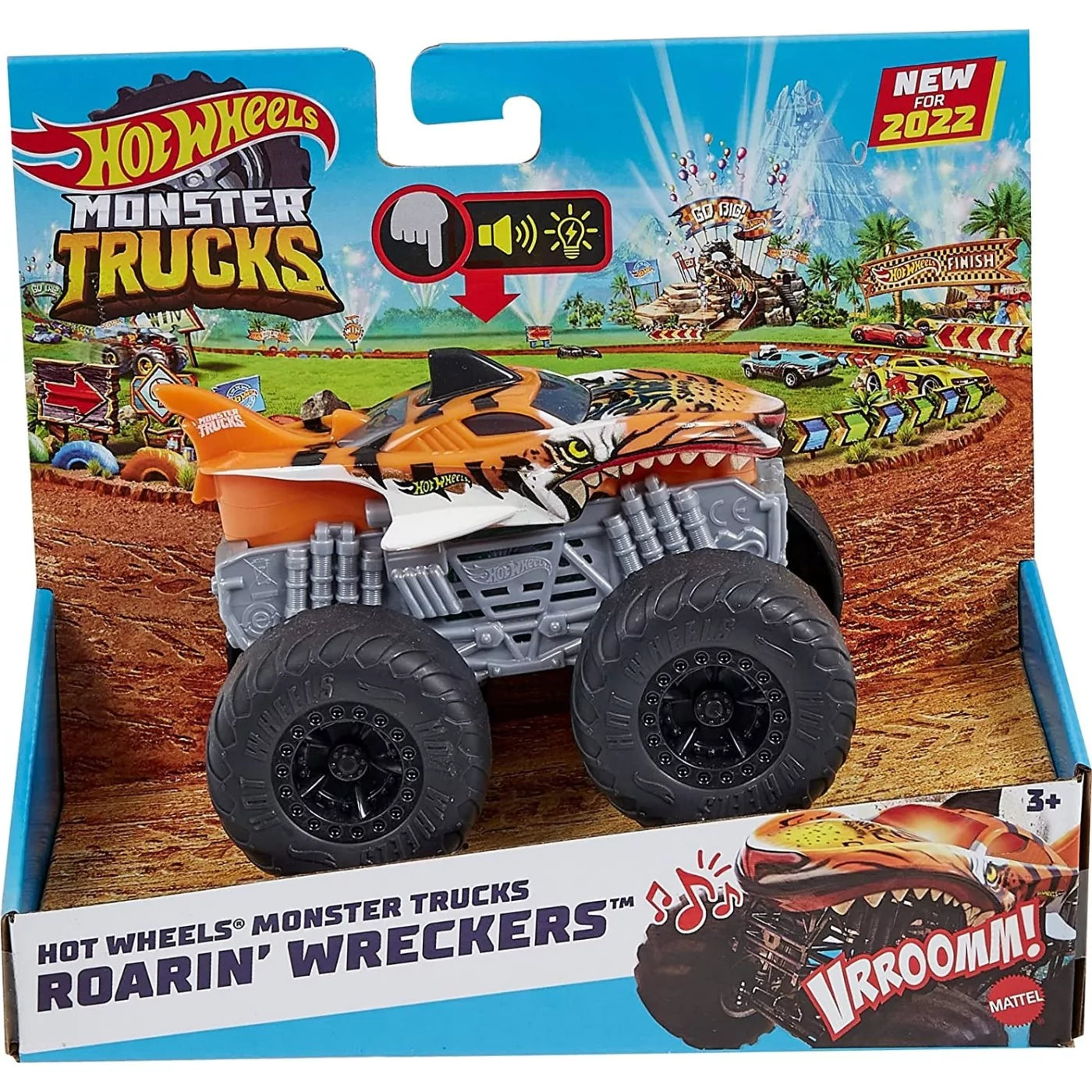 HOT WHEELS MONSTER TRUCKS ROARIN' WRECKERS TIGER SHARK [HDX60